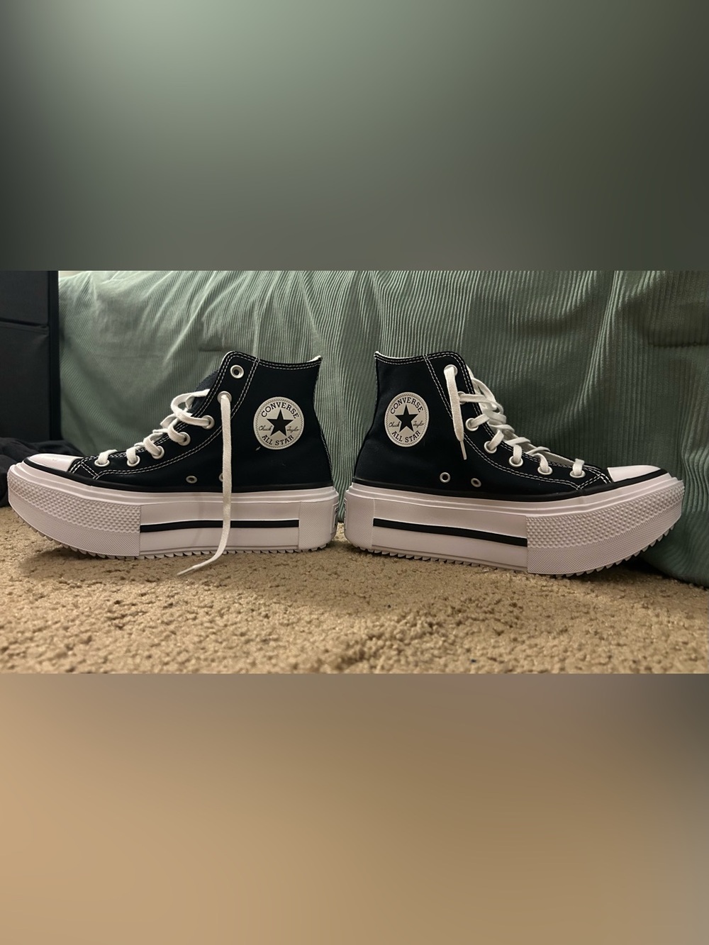 Converse Double Stack Platform High Top Sneakers Black Women’s 8